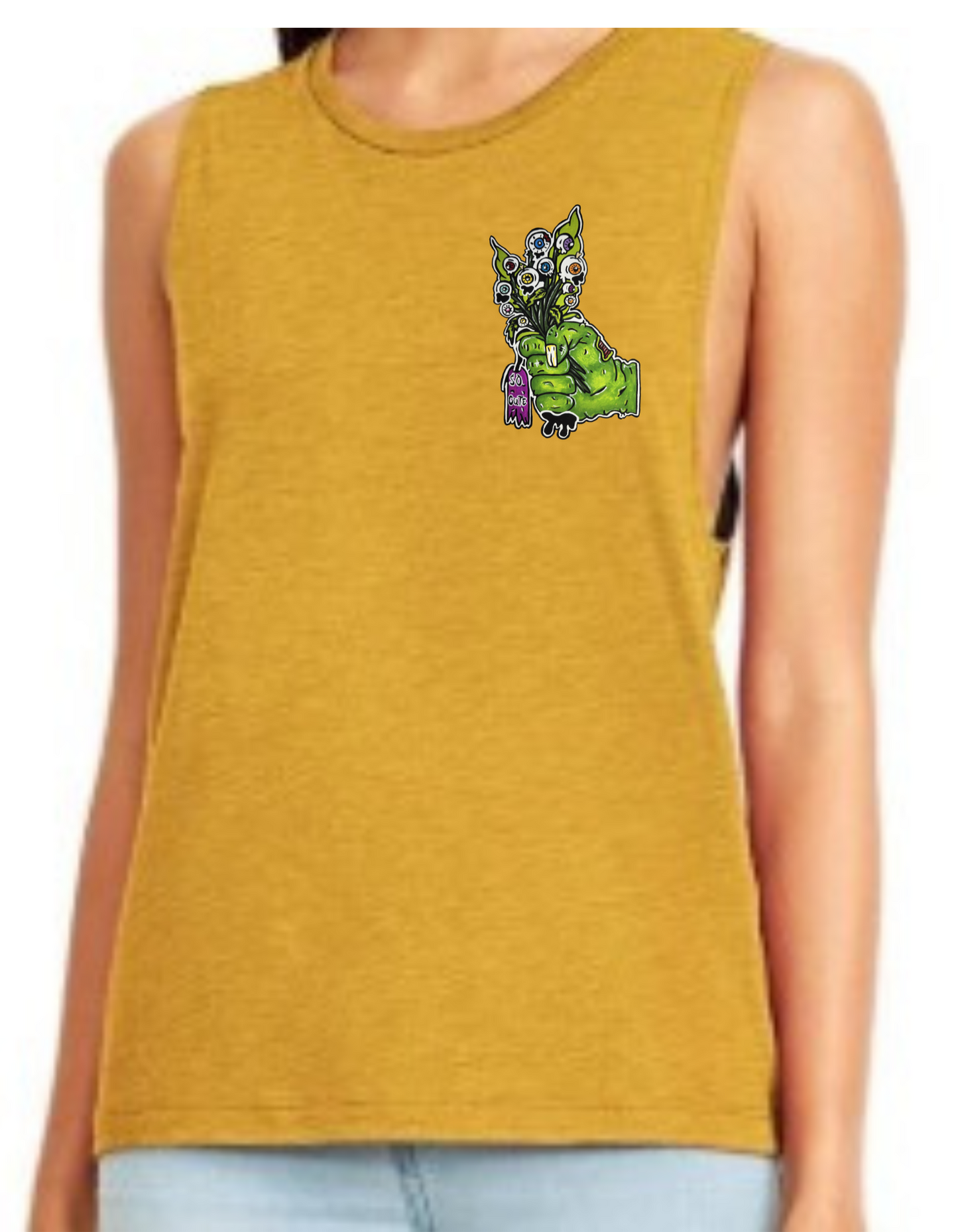 Camisole femme festival muscle Main zombie bouquet de fleur