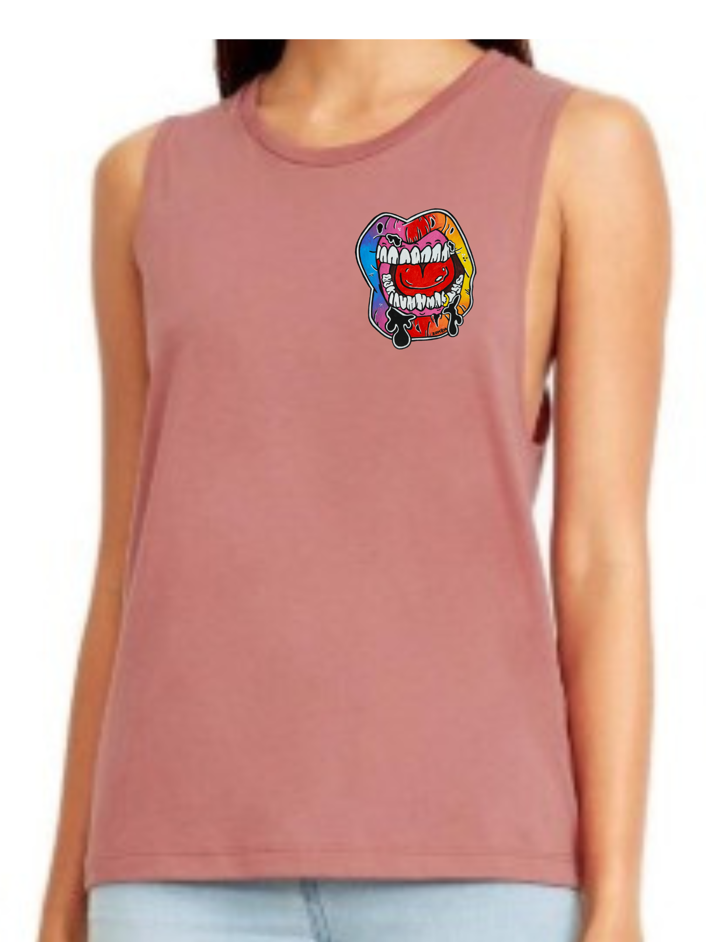 Camisole femme festival muscle Lèvre multicolore