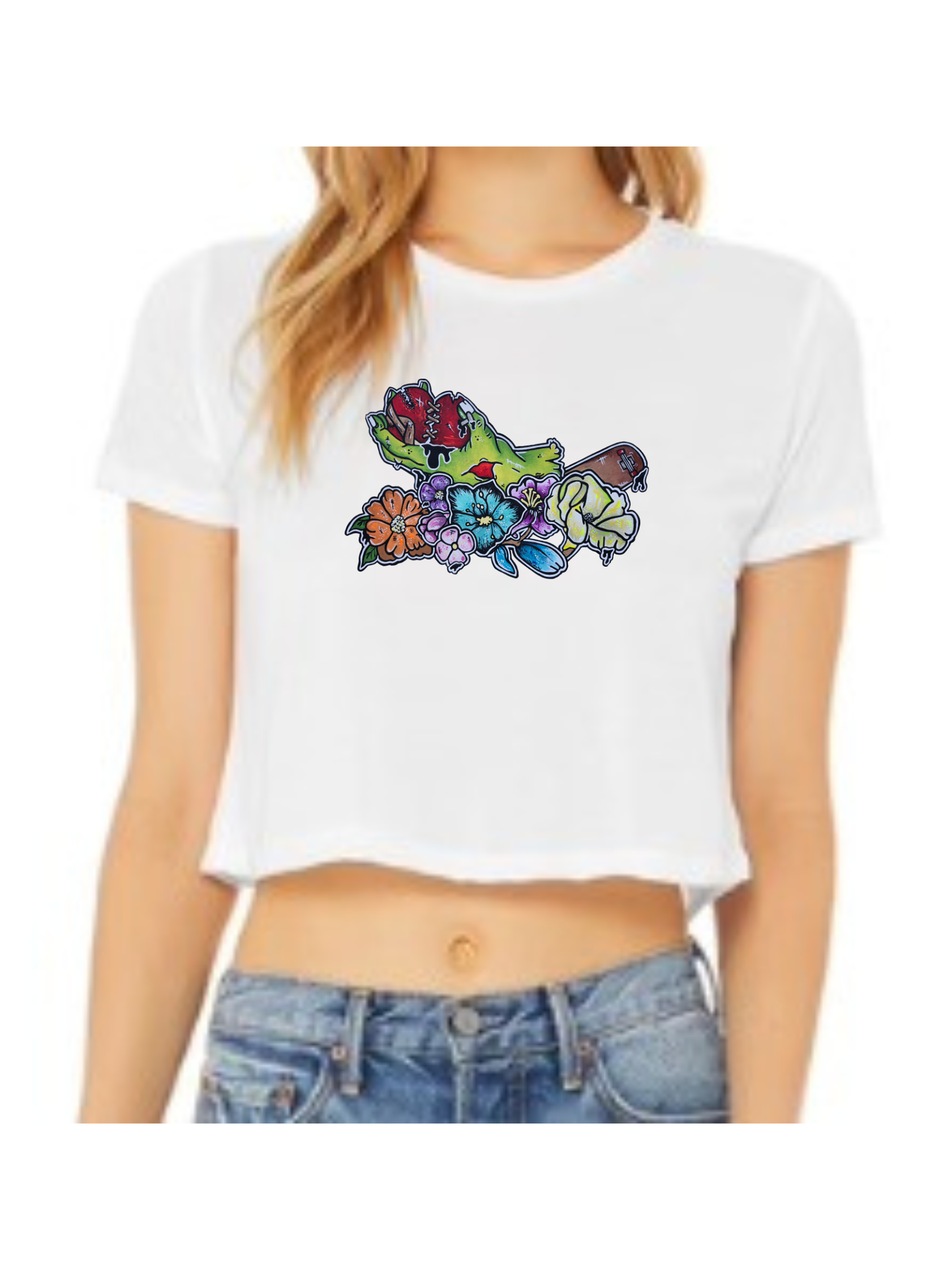 Crop top Main zombie coeur fleur