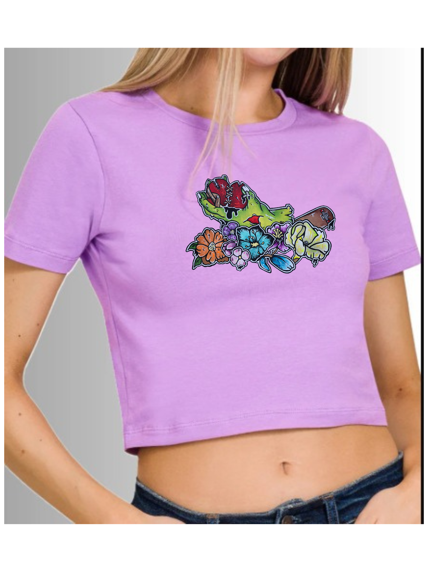 Crop top Main zombie coeur fleur