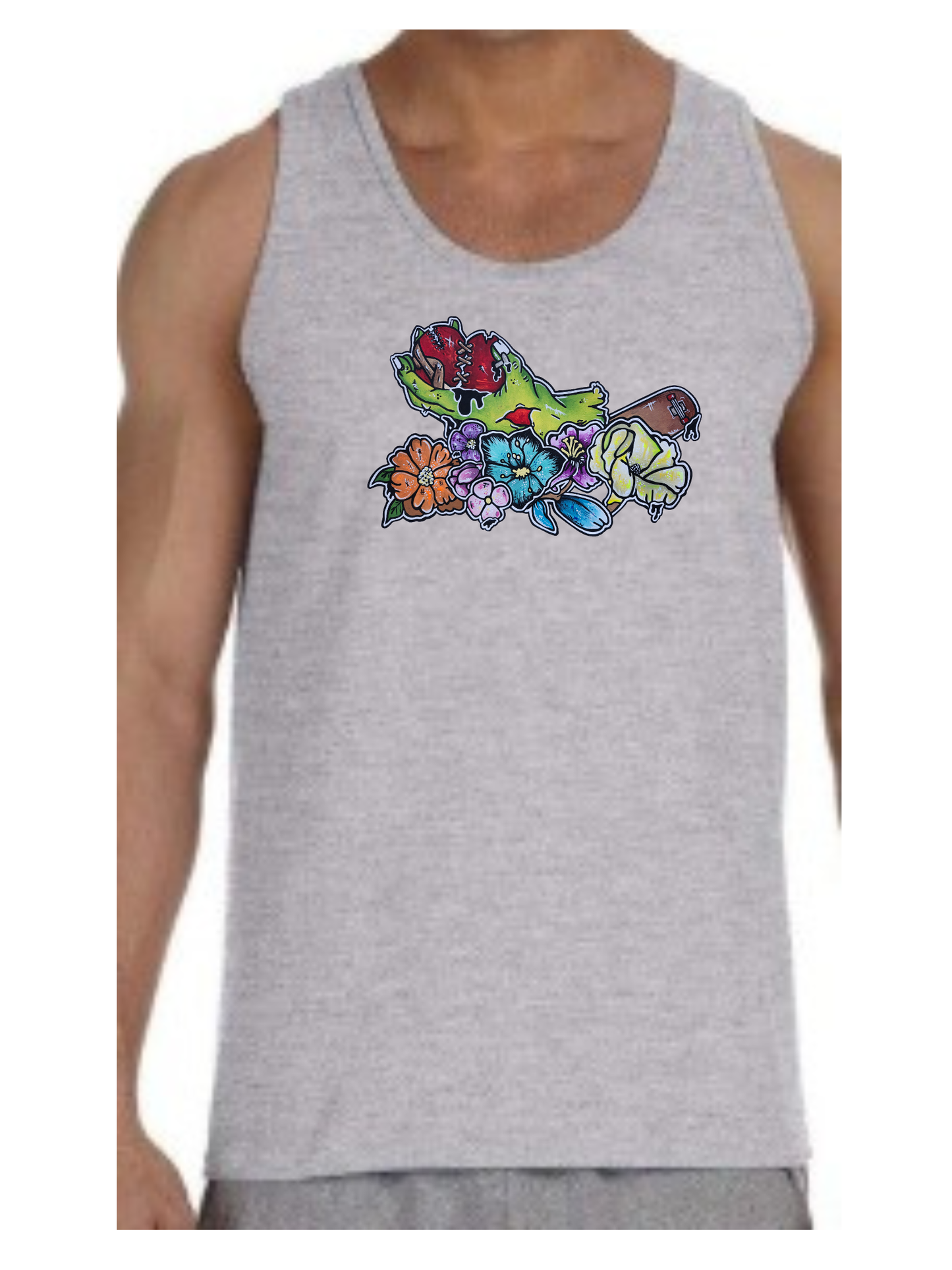 Camisole homme Main zombie coeur fleur
