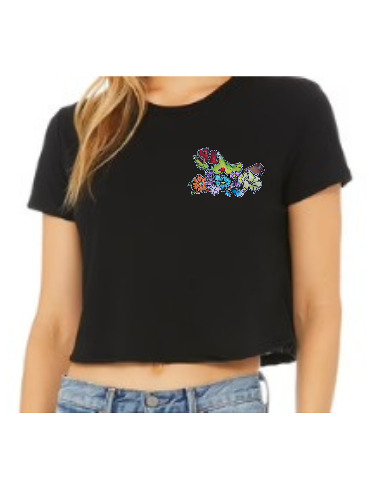 Crop top Main zombie coeur fleur