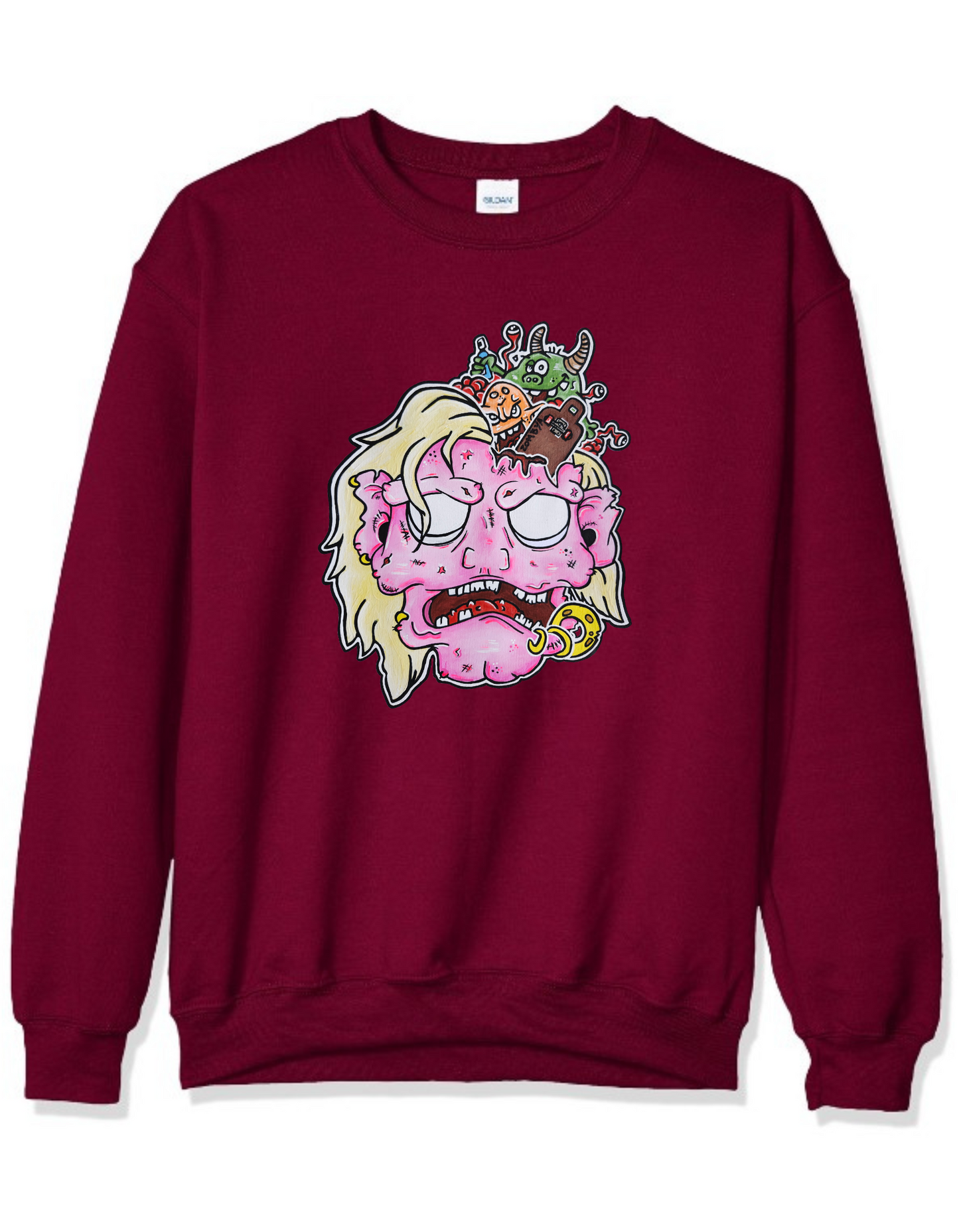 Crewneck tête de zombie rose