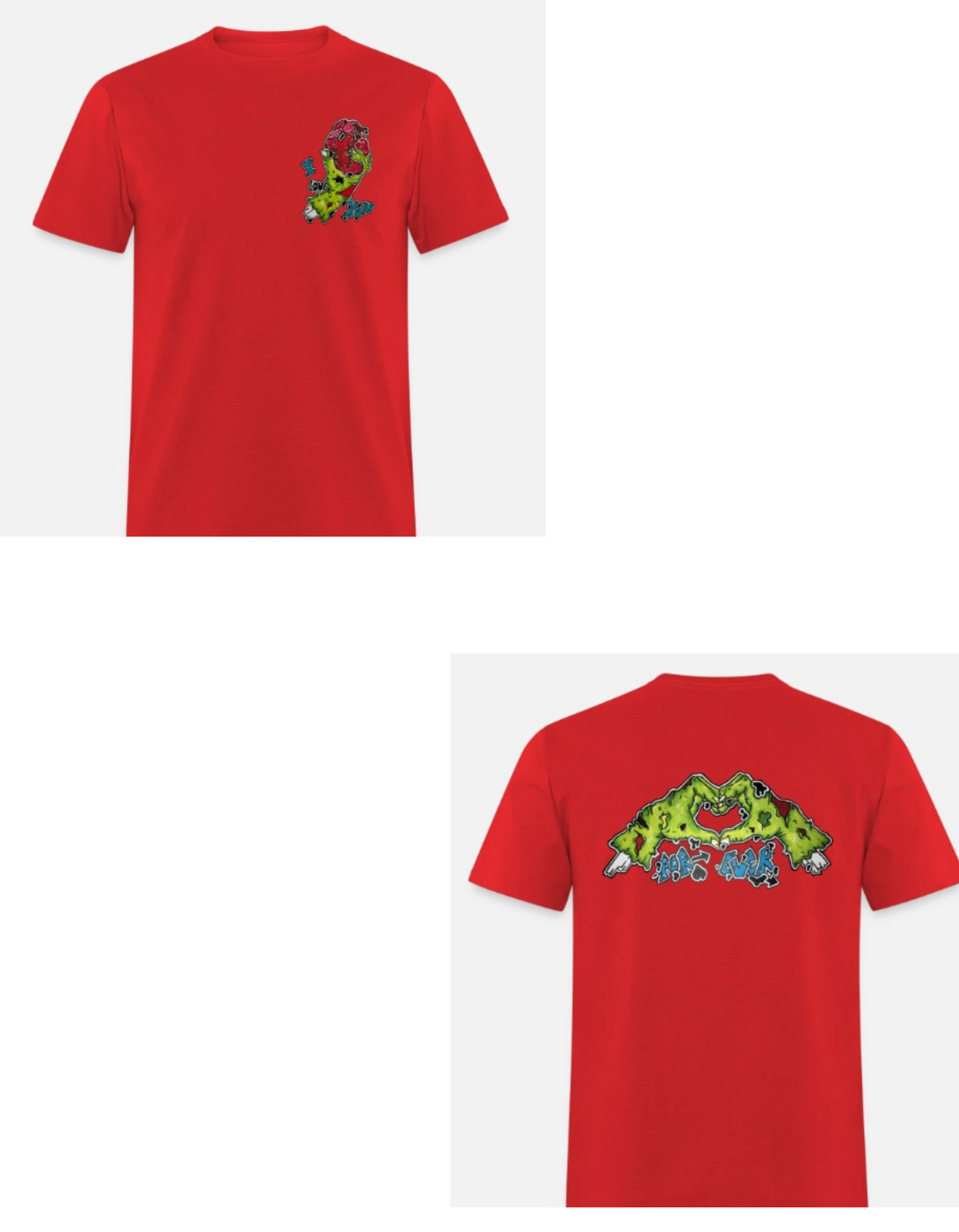 T-shirt combo main zombie coeur