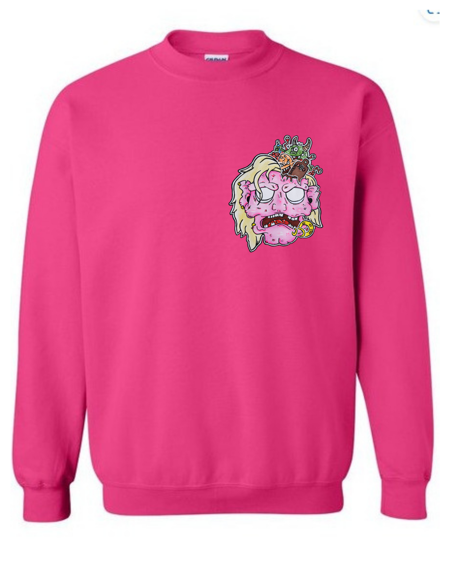 Crewneck tête de zombie rose