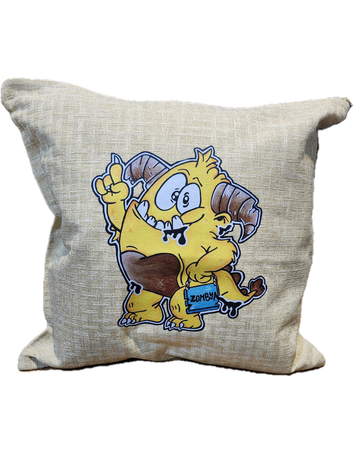 Housse coussin monstre jaune