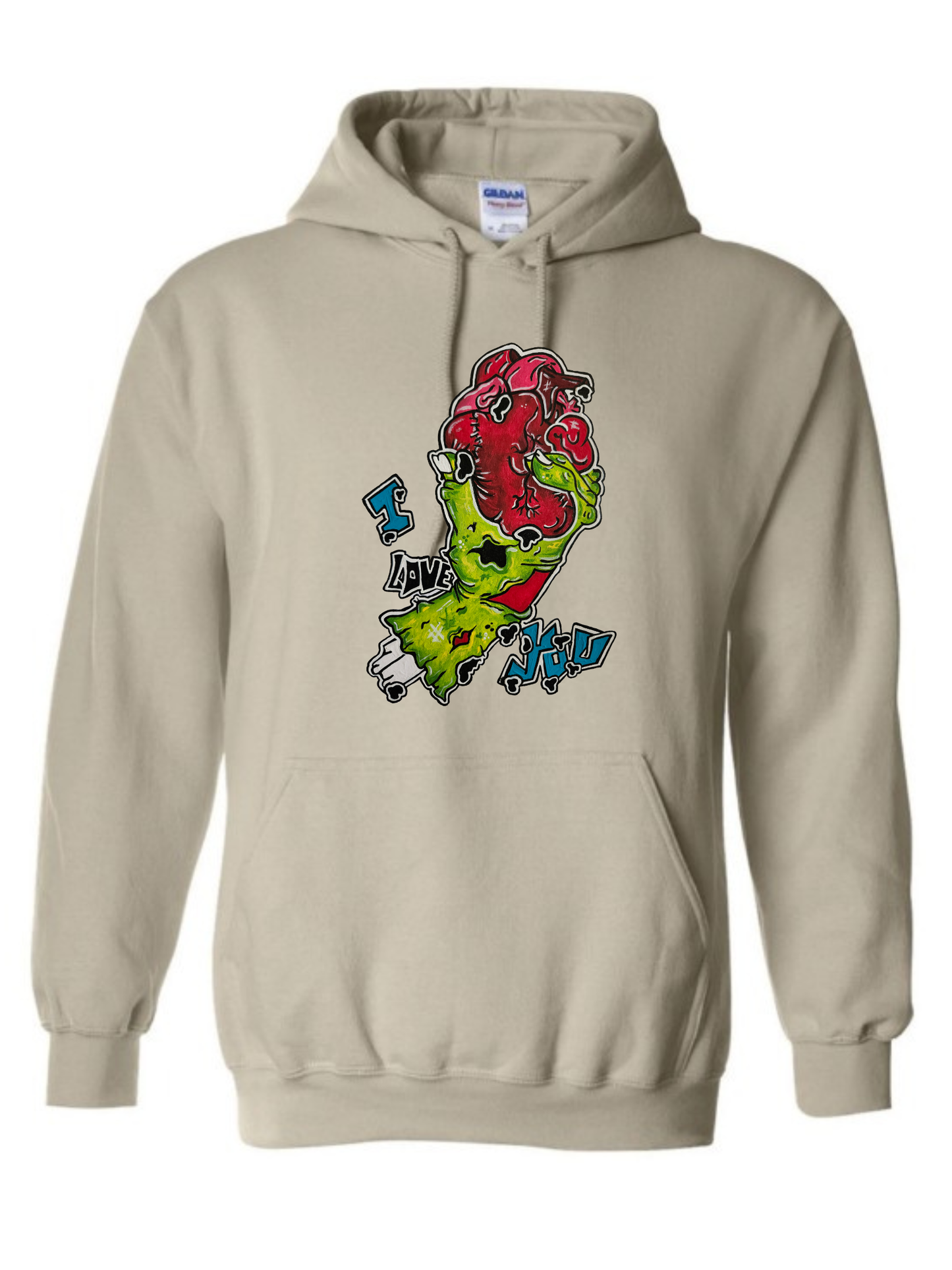 Hoodies Main zombie coeur I love you