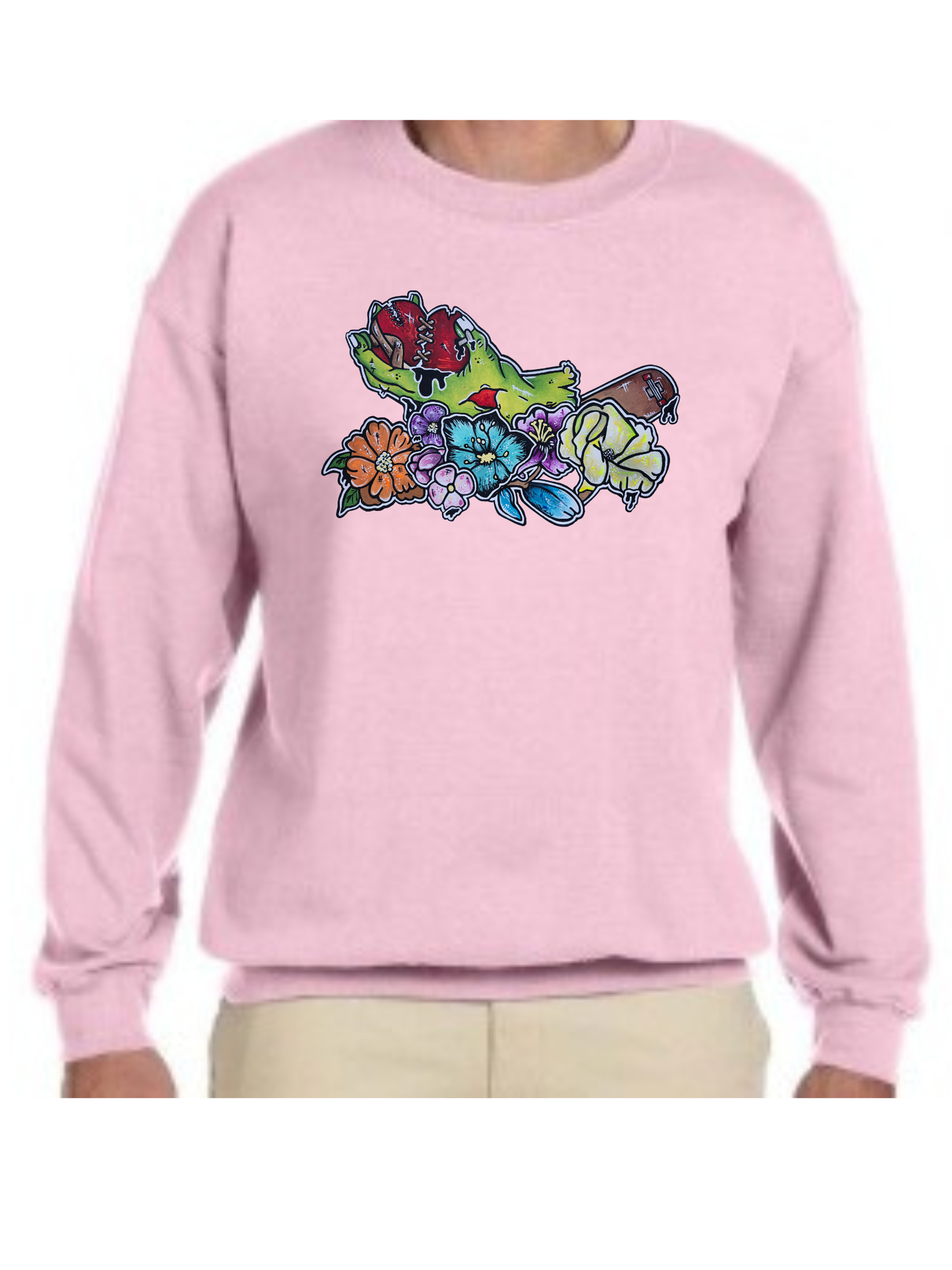 Crewneck Main zombie coeur fleur