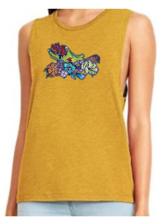 Camisole femme festival muscle Main zombie coeur fleur