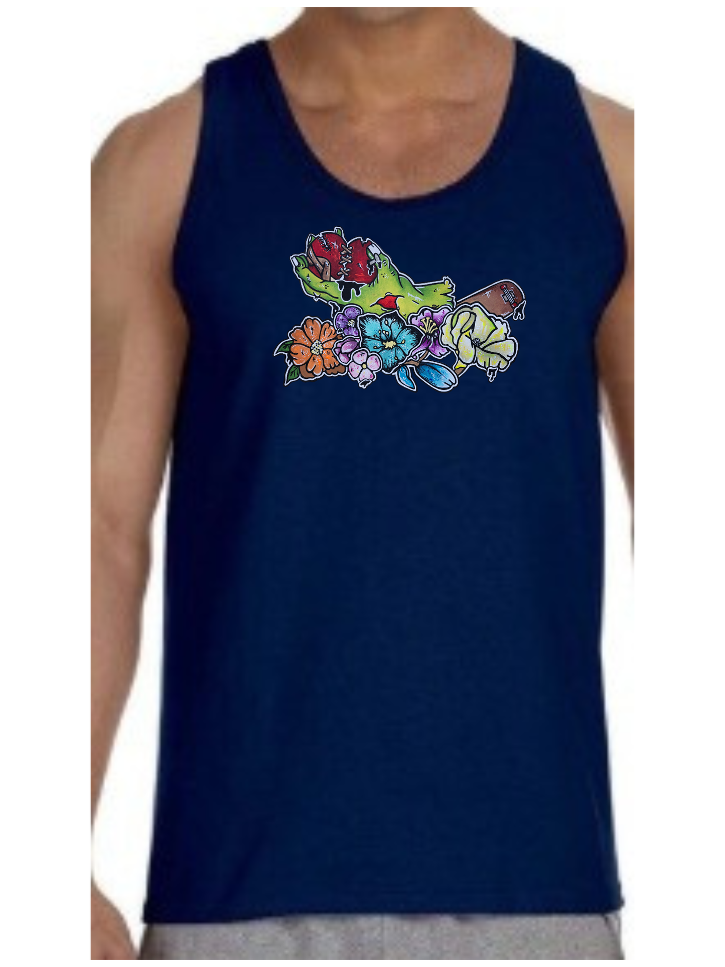 Camisole homme Main zombie coeur fleur