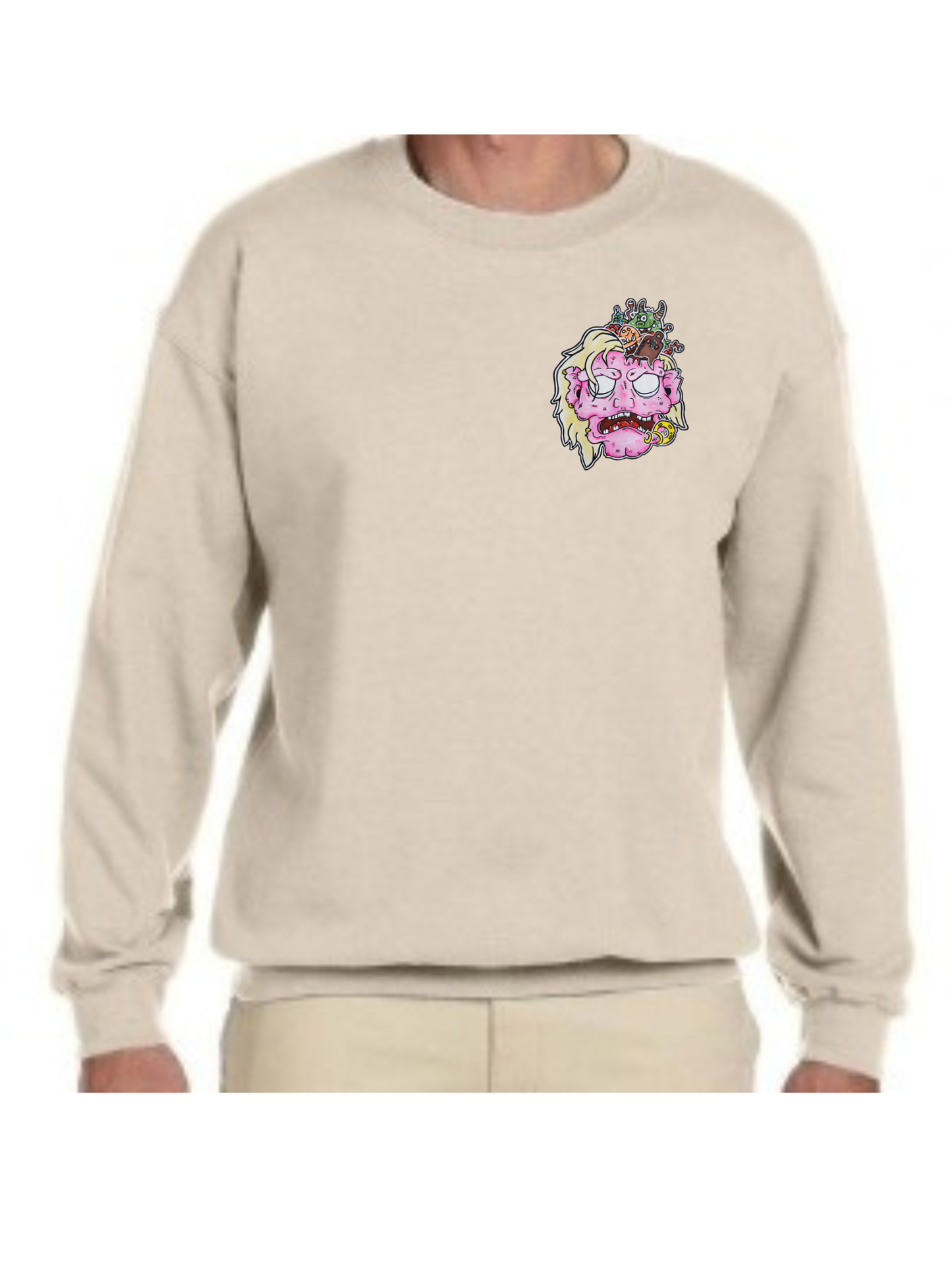 Crewneck tête de zombie rose