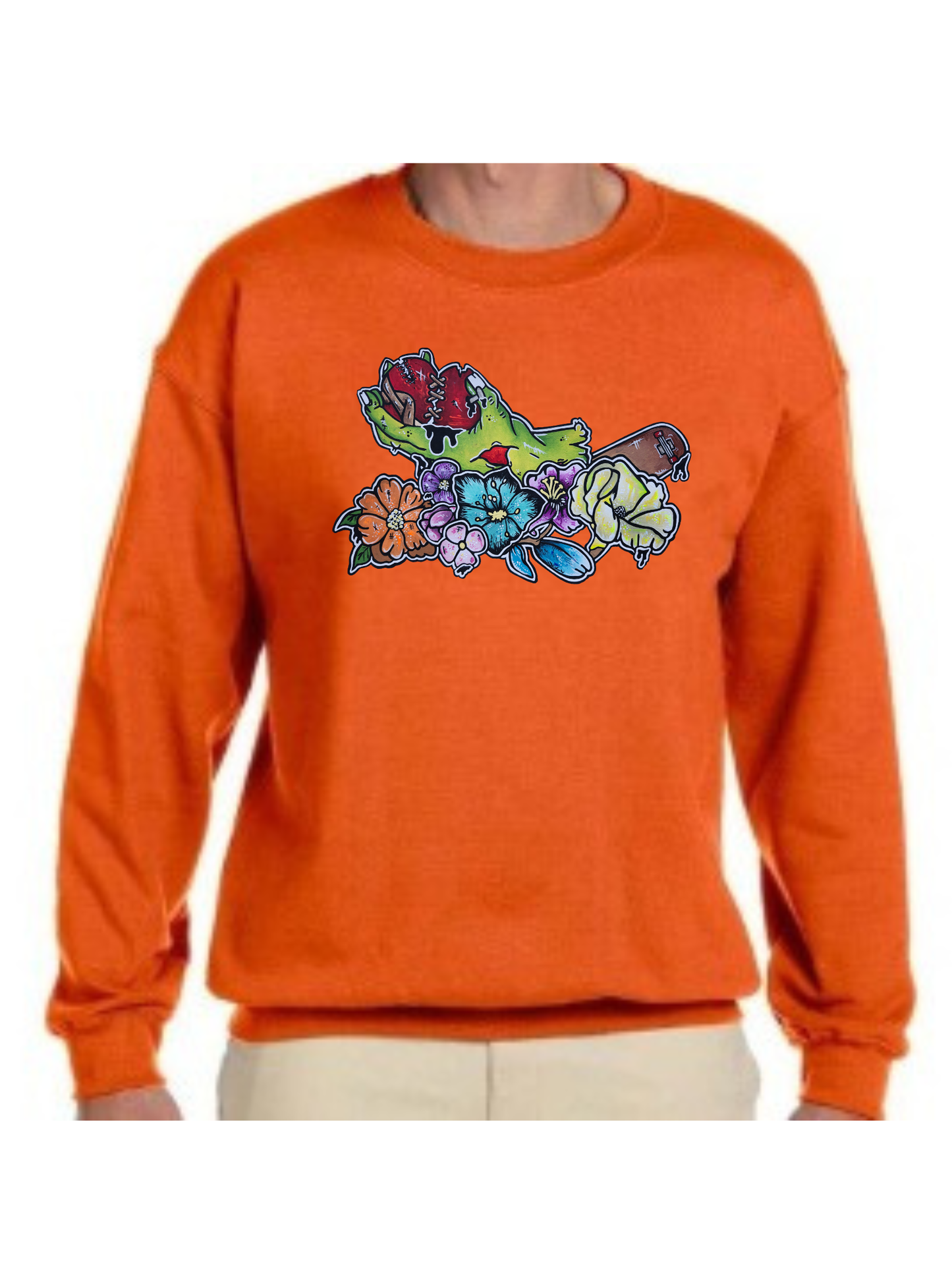 Crewneck Main zombie coeur fleur