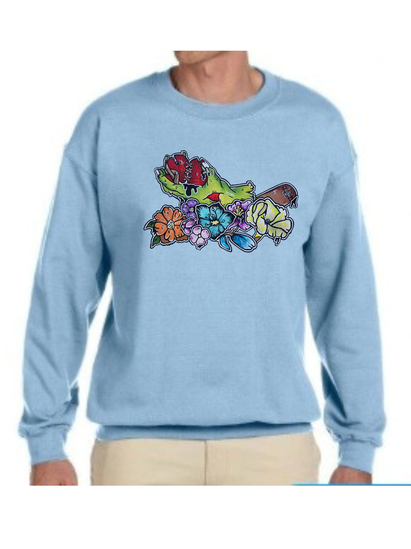 Crewneck Main zombie coeur fleur