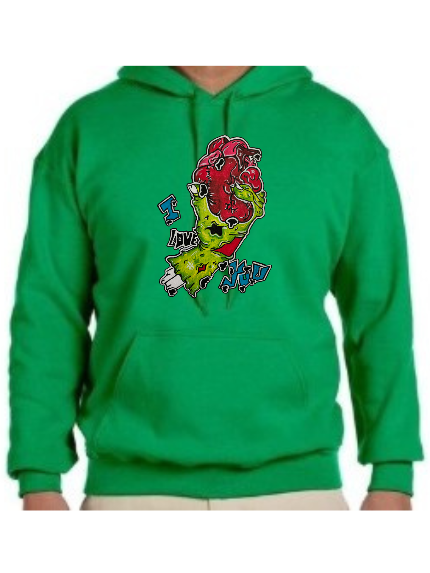 Hoodies Main zombie coeur I love you
