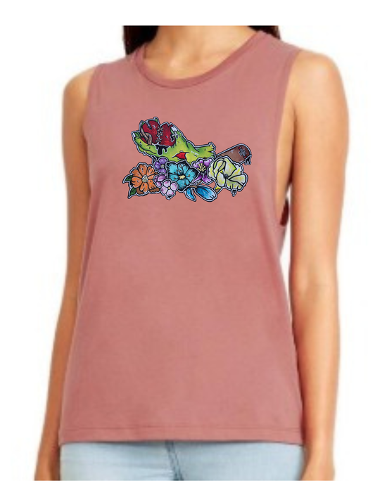Camisole femme festival muscle Main zombie coeur fleur
