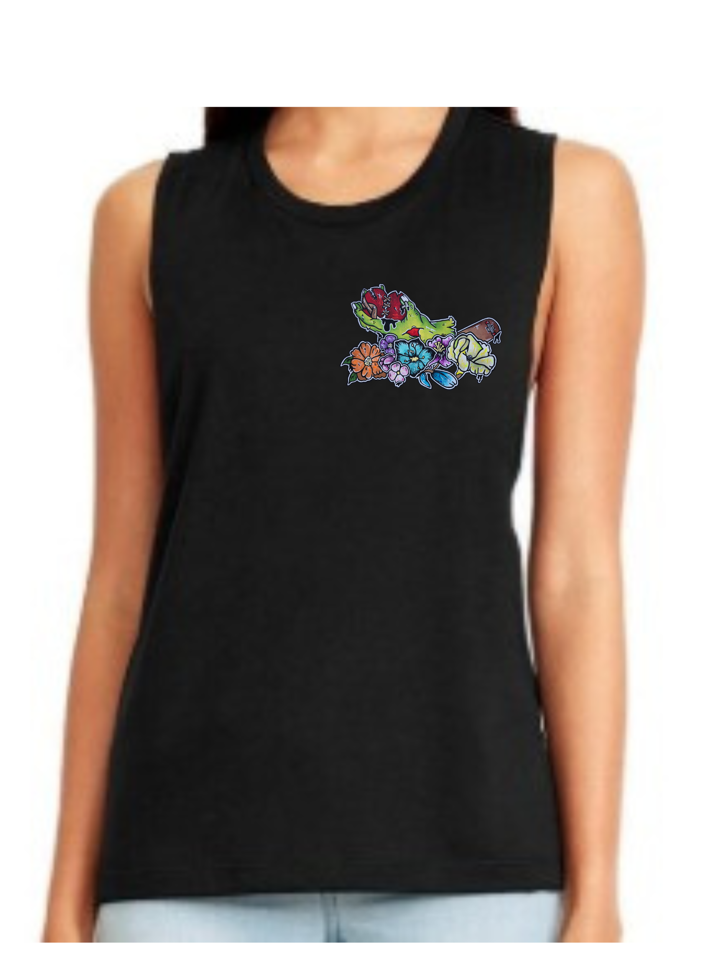 Camisole femme festival muscle Main zombie coeur fleur