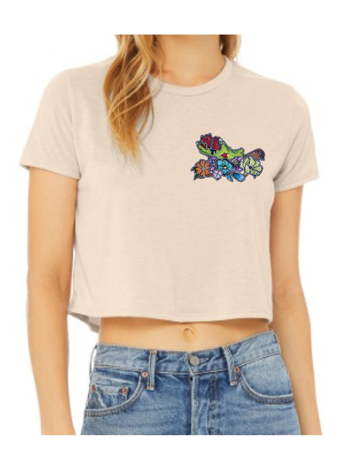 Crop top Main zombie coeur fleur