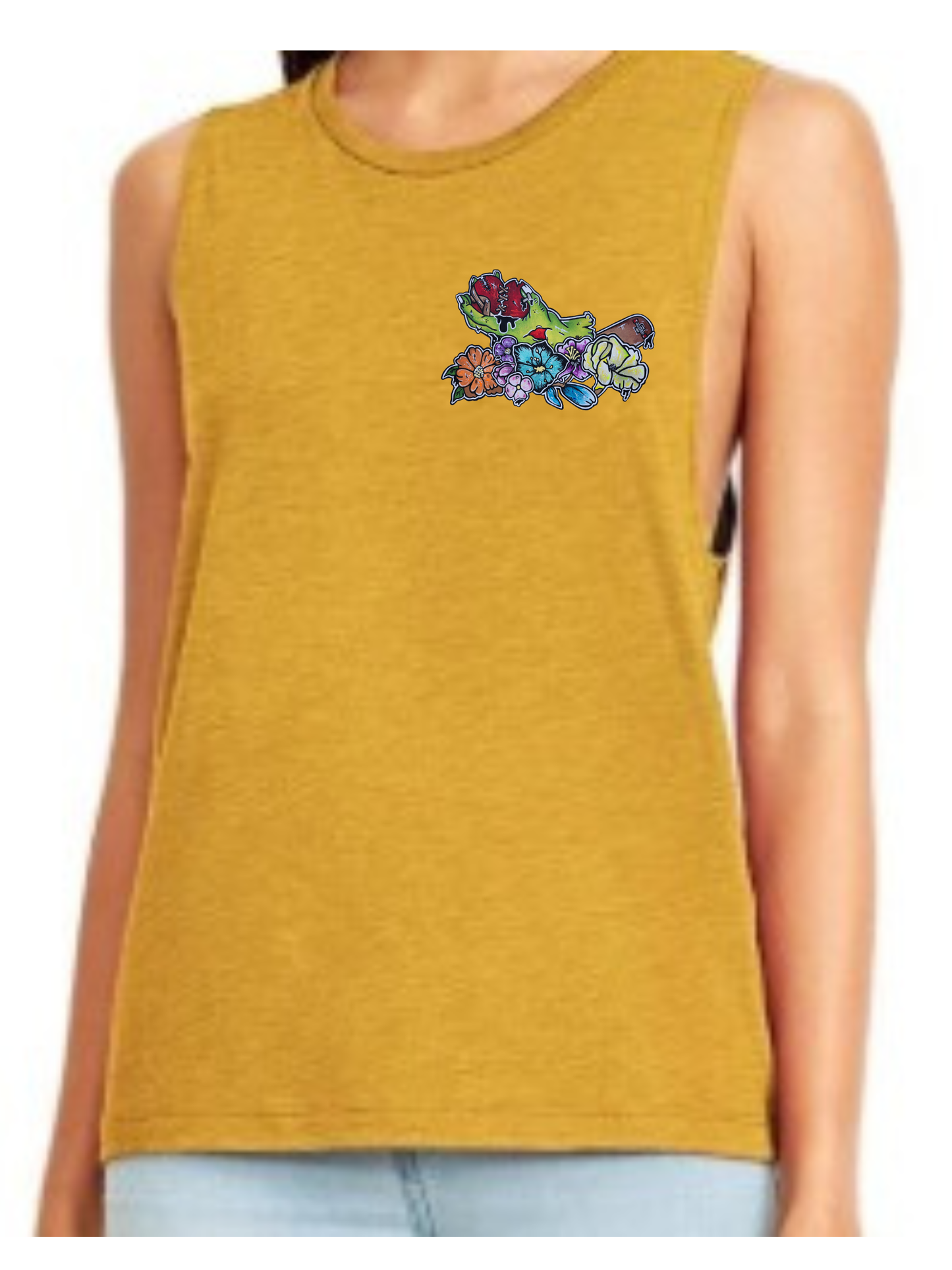 Camisole femme festival muscle Main zombie coeur fleur