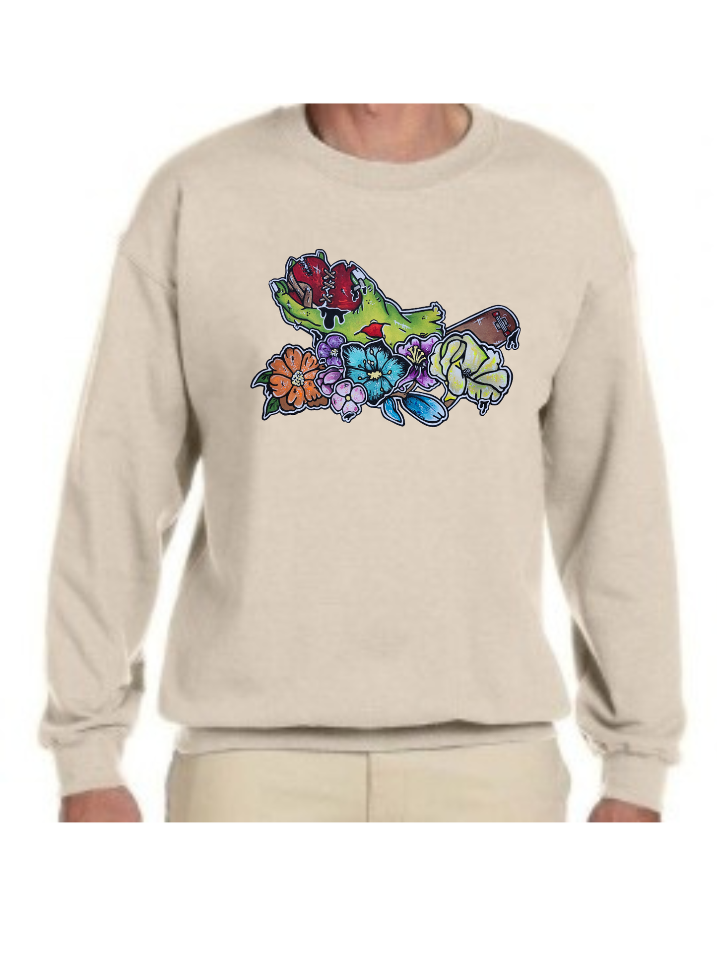 Crewneck Main zombie coeur fleur